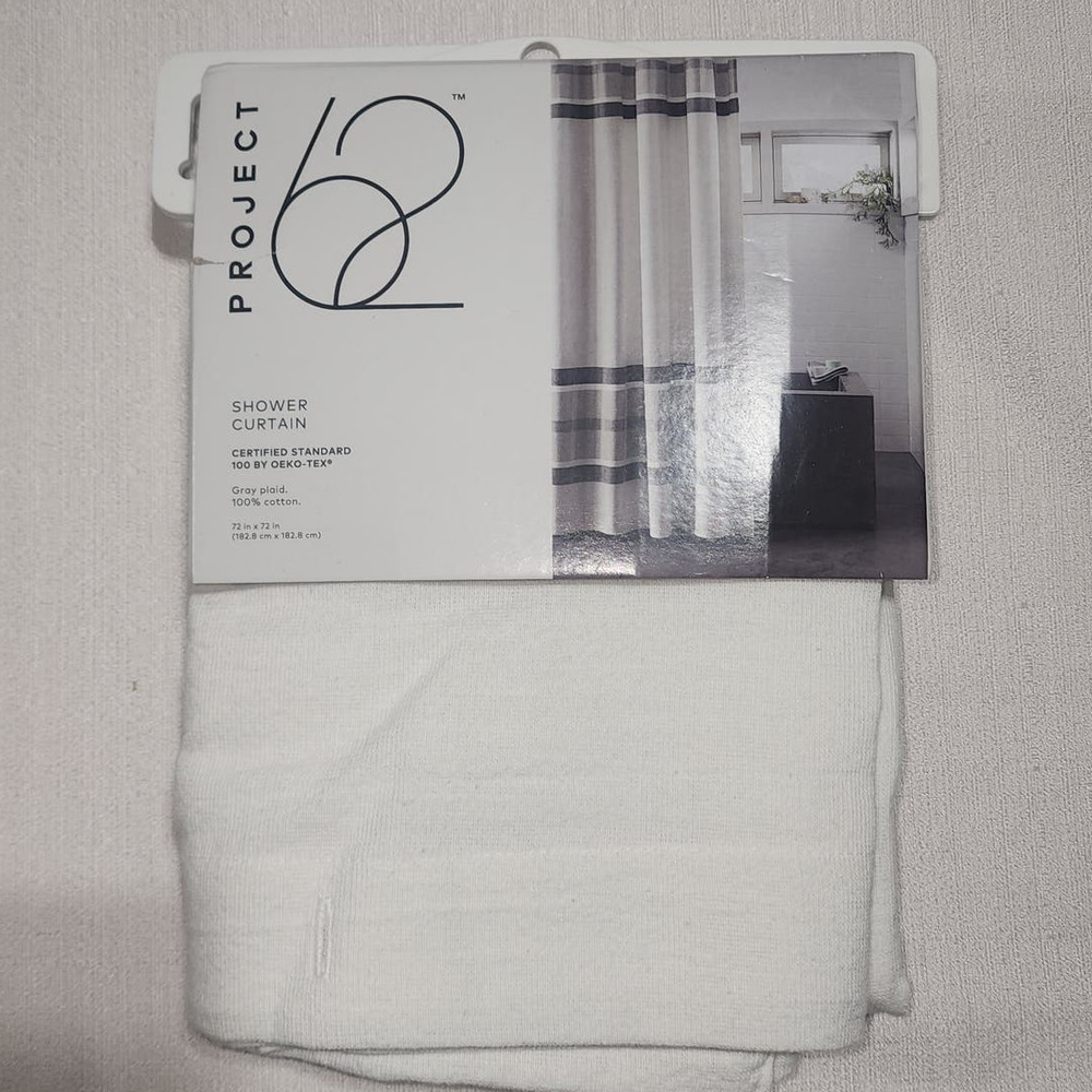project 62 shower curtain 100% cotton 72 x72 gray plaid